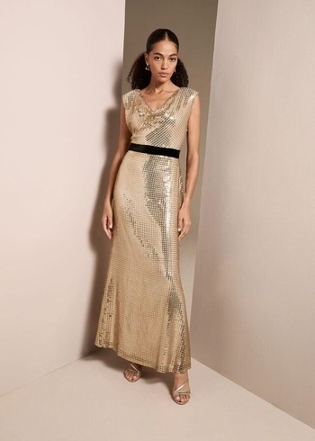 Phase Eight Jamae Gold Sequin Dress Gold USA | 3278160-KB